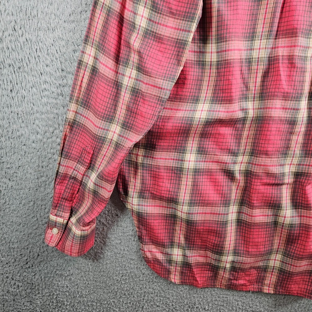 Denim & Supply Ralph Lauren Boyfriend‎ Shirt Women Medium Long Sleeve Red Plaid - Picture 7 of 10